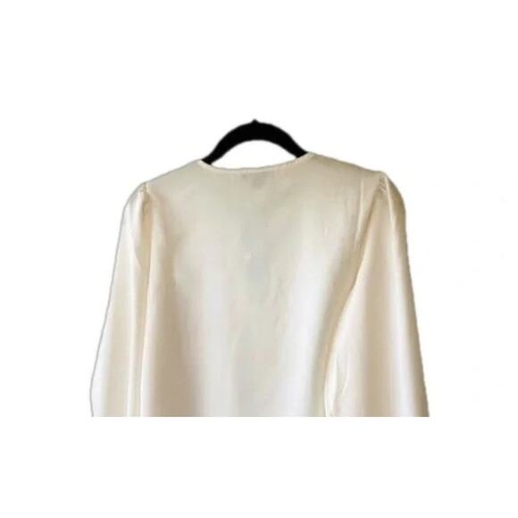 NWT J. Crew Crepe Satin Puff Sleeve Keyhole Neckline Top Blouse BL711 PXS Ivory - Picture 5 of 12